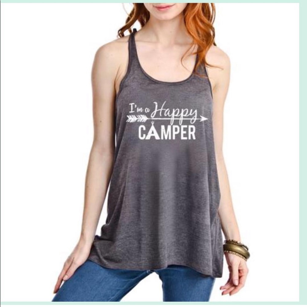 NWT gray happy camper tank